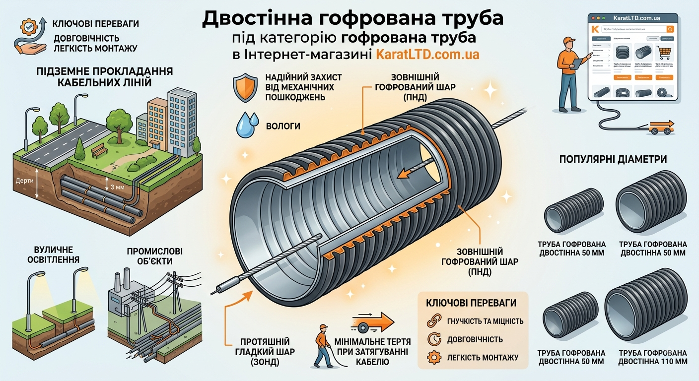 Двостінна гофрована труба в Києві та Україні